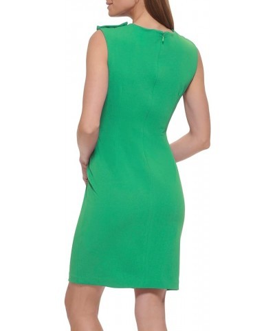 Women's Jewel Neck Dress Sleeveless Sheath Short Length Apple Green $25.54 Dresses