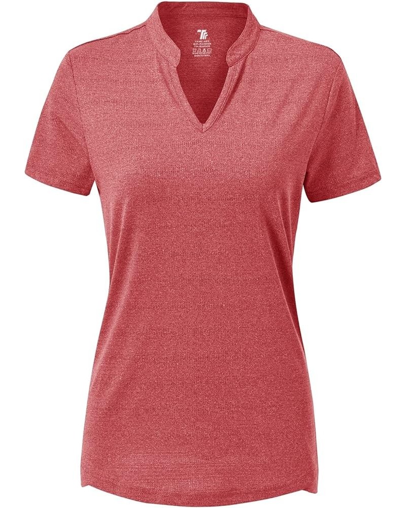 Women's V Neck Golf Polo Shirts Collarless Short Sleeve Lightweight Quick Dry Tennis Running T-Shirts Watermelon Red $12.18 A...