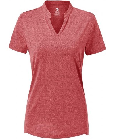 Women's V Neck Golf Polo Shirts Collarless Short Sleeve Lightweight Quick Dry Tennis Running T-Shirts Watermelon Red $12.18 A...