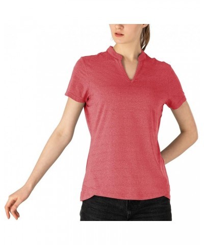 Women's V Neck Golf Polo Shirts Collarless Short Sleeve Lightweight Quick Dry Tennis Running T-Shirts Watermelon Red $12.18 A...