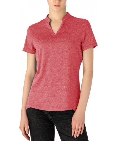 Women's V Neck Golf Polo Shirts Collarless Short Sleeve Lightweight Quick Dry Tennis Running T-Shirts Watermelon Red $12.18 A...