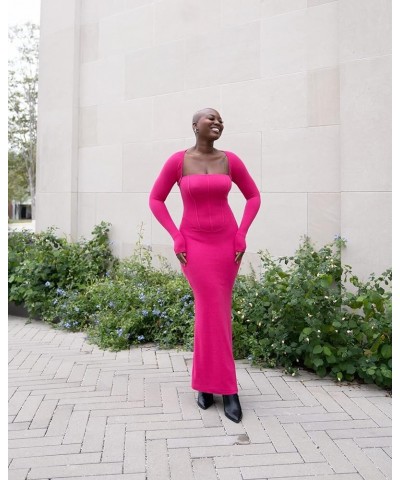 Women's Hot Pink 2-Piece Knit Maxi Dress Dress Hot Pink $30.40 Dresses