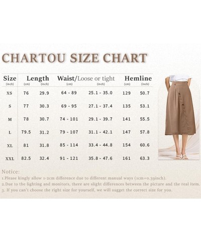 Women's Summer Linen Elastic Back Buttoned Swing Midi A Line Skirt Black $19.19 Skirts