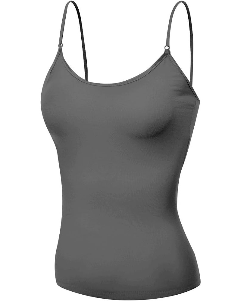 Women's Camisole Built in Bra Wireless Fabric Support Short Cami Charcoal $7.93 Tanks