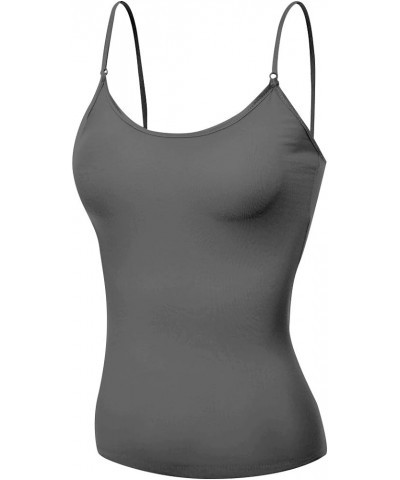 Women's Camisole Built in Bra Wireless Fabric Support Short Cami Charcoal $7.93 Tanks