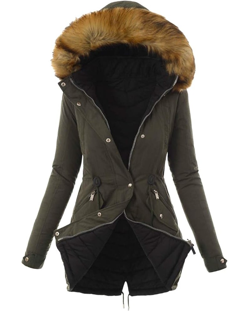 Womens Winter Coats Plus Size Fleece Sherpa Lined Parkas Jacket Thicken Windproof Outerwear With Fur Hood Puffer Down Winter ...