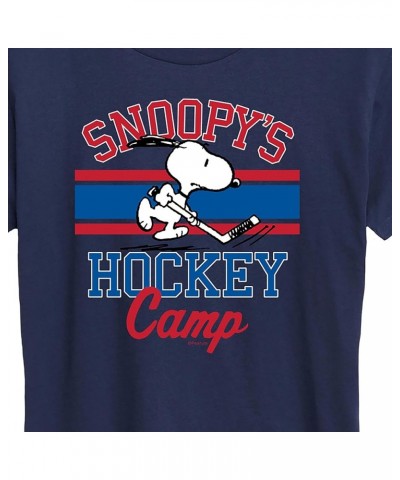 Hybrid Apparel Women's Snoopy Winter Fun Short Sleeve Graphic T-Shirt Snoopys Hockey Camp - Navy $10.50 T-Shirts