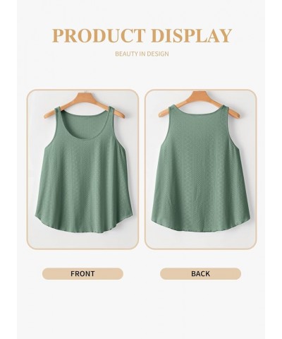 Womens Plus Size Tank Tops Summer Eyelet Embroidery Sleeveless T-Shirts Tops Scoop Neck Causal Loose Flowy Cami(1X-5X) Mist G...