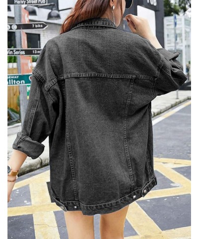 Women's Oversized Mid Long Denim Jacket Jean Biker Coat Grey $25.63 Jackets