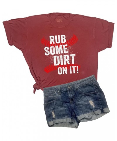 Rub Some Dirt On It Funny Baseball Softball Gift Idea Signature Womens Oversized Garment Dyed Tee Brick $13.19 T-Shirts