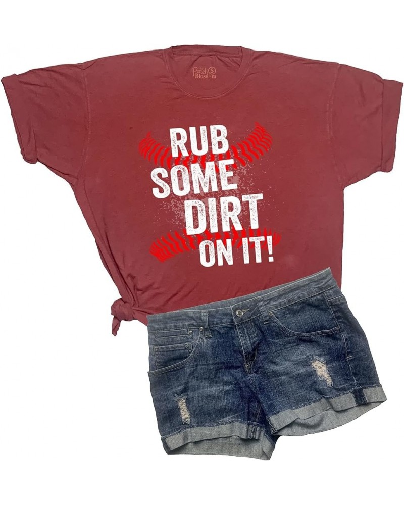 Rub Some Dirt On It Funny Baseball Softball Gift Idea Signature Womens Oversized Garment Dyed Tee Brick $13.19 T-Shirts