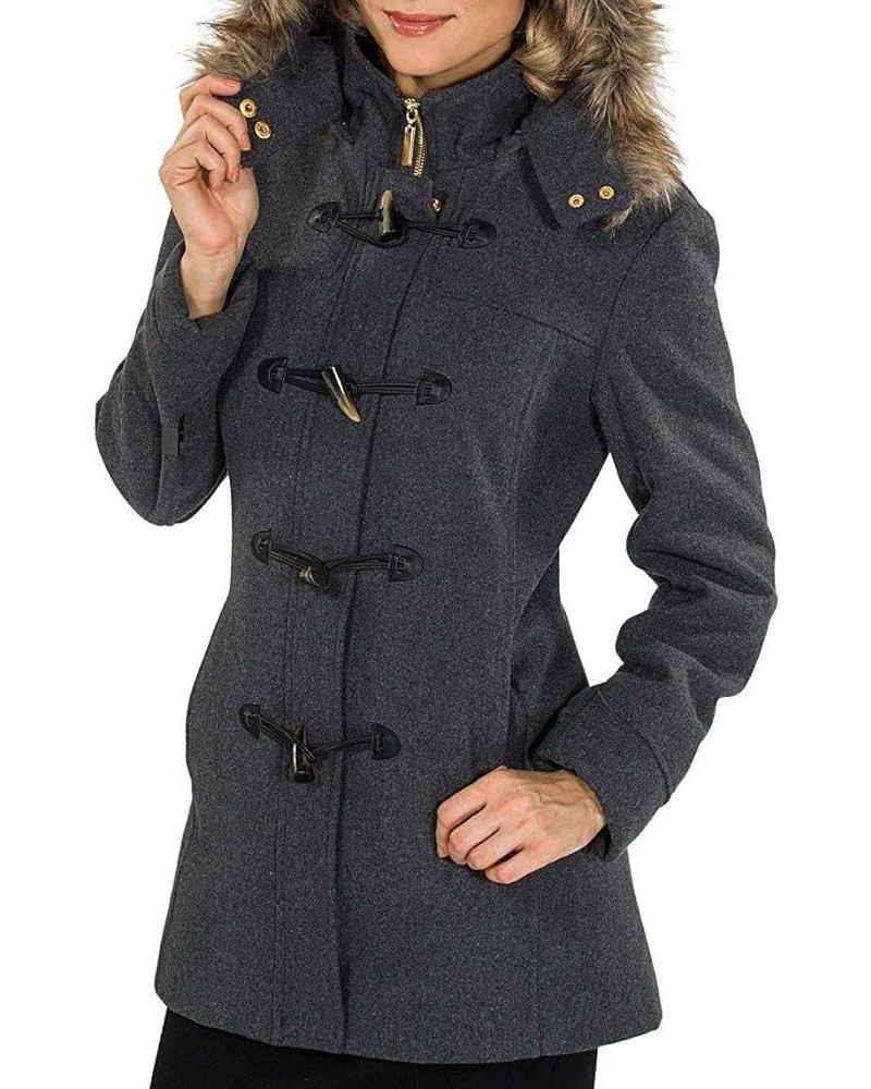 Duffy Womens Wool Coat Fur Trim Hooded Parka Jacket Gray $36.75 Coats