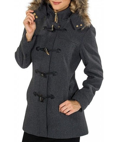 Duffy Womens Wool Coat Fur Trim Hooded Parka Jacket Gray $36.75 Coats