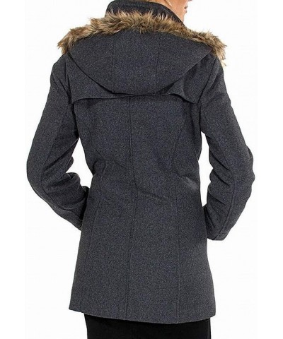 Duffy Womens Wool Coat Fur Trim Hooded Parka Jacket Gray $36.75 Coats