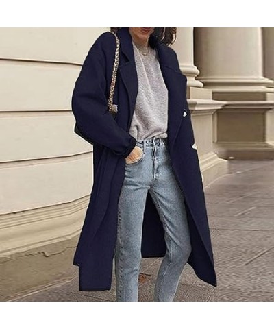 Women's Winter Faux Wool Thin Coat Ladies Jacket Slim Long Overcoat Solid Classic Lapel Loose Outwear Foreign Jackets (Black,...