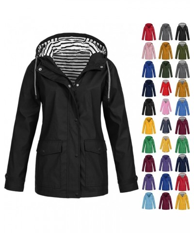 Rain Jackets Women Lightweight Waterproof Plus Size Raincoat with Hood, Fall Long Packable Windbreaker Poncho A-black $13.76 ...