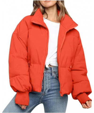 Womens Puffer Jacket 2023 Winter Warm Packable Down Jacket Lightweight Slim Fit Hooded Jacket Short Duck Down Coat 03-orange ...