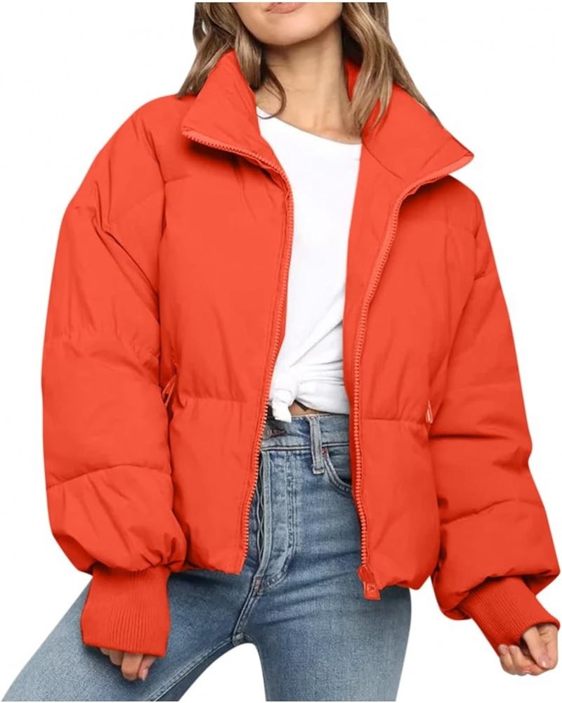 Womens Puffer Jacket 2023 Winter Warm Packable Down Jacket Lightweight Slim Fit Hooded Jacket Short Duck Down Coat 03-orange ...