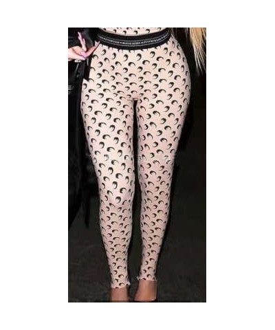 Women's Fashion Print Stretch Leggings Trousers Pantyhose Pink+black+legging $14.70 Leggings