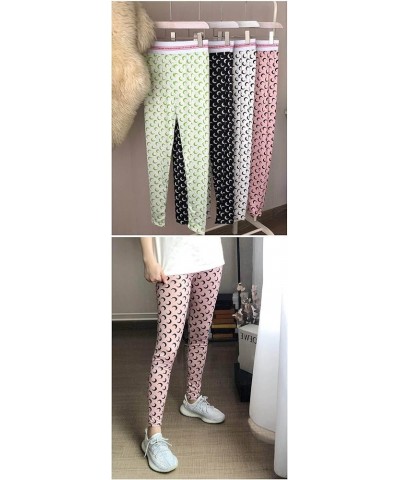 Women's Fashion Print Stretch Leggings Trousers Pantyhose Pink+black+legging $14.70 Leggings