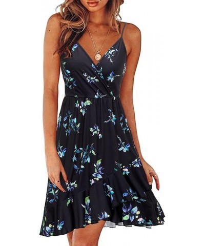 Womens Summer Floral Wrap V Neck Adjustable Spaghetti Casual Ruffle Dress Spaghetti Strap Floral35 $15.50 Dresses