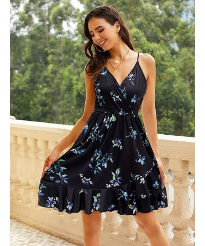 Womens Summer Floral Wrap V Neck Adjustable Spaghetti Casual Ruffle Dress Spaghetti Strap Floral35 $15.50 Dresses