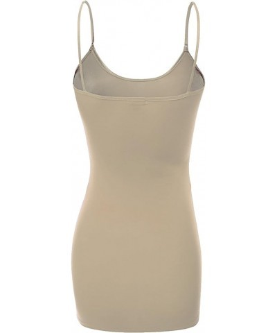 Women's Ladies Adjustable Spaghetti Strap Basic Long Cami Tunic Tank Top Lt.mocha $6.30 Tanks