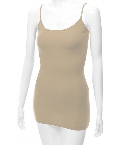 Women's Ladies Adjustable Spaghetti Strap Basic Long Cami Tunic Tank Top Lt.mocha $6.30 Tanks