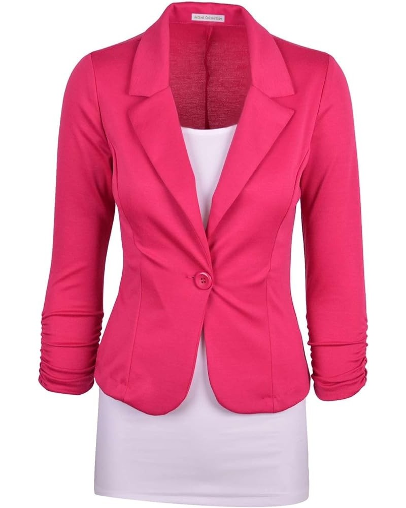 Women's Casual Work Solid Color Knit Blazer Hot Pink $19.59 Blazers