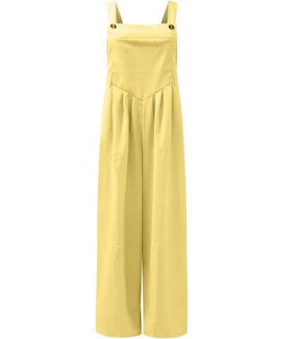 Overalls for Women Casual Summer Loose Onesie Rompers Adjustable Strap Sleeveless Jumpsuit Baggy Jumper with Pockets 06 Yello...