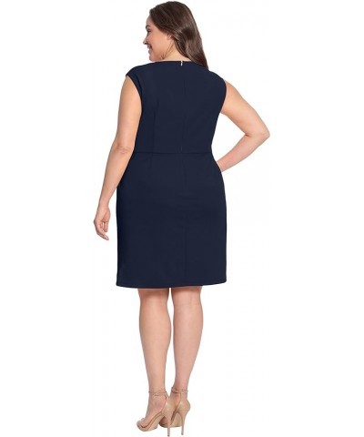 Women's Petite Sleeveless Boatneck Side Gathering and Tie Dress Twilight Navy $21.74 Dresses