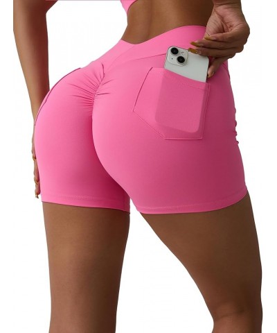 Scrunch Butt Lifting Shorts for Women V-Waist Booty Lifting Shorts with Pockets Gym Workout Yoga Shorts Pink $9.44 Activewear