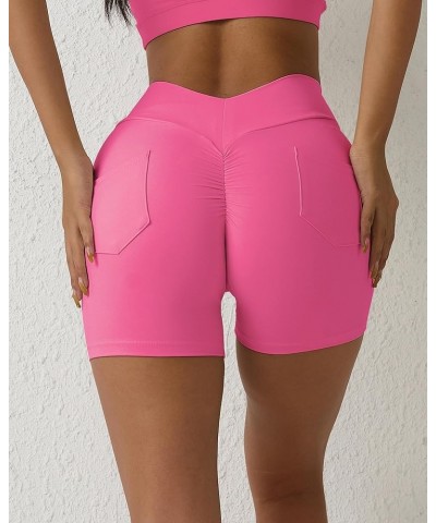 Scrunch Butt Lifting Shorts for Women V-Waist Booty Lifting Shorts with Pockets Gym Workout Yoga Shorts Pink $9.44 Activewear