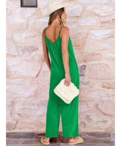 Womens Casual Sleeveless Strap Loose Adjustable Jumpsuits Stretchy Long Pants Romper with Pockets Green 02 $15.51 Jumpsuits