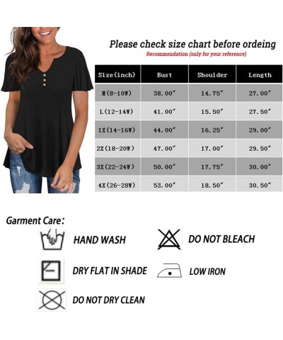 Women's Plus Size Long Sleeve Flowy Henley Shirt V Neck Tunic Tops Z-black $10.75 Tops