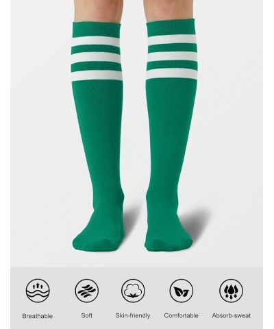 Women's Knee High Athletic Socks Stripe Tube Outdoor Sport Socks 3 Pairs 1 Pair Green $9.68 Activewear