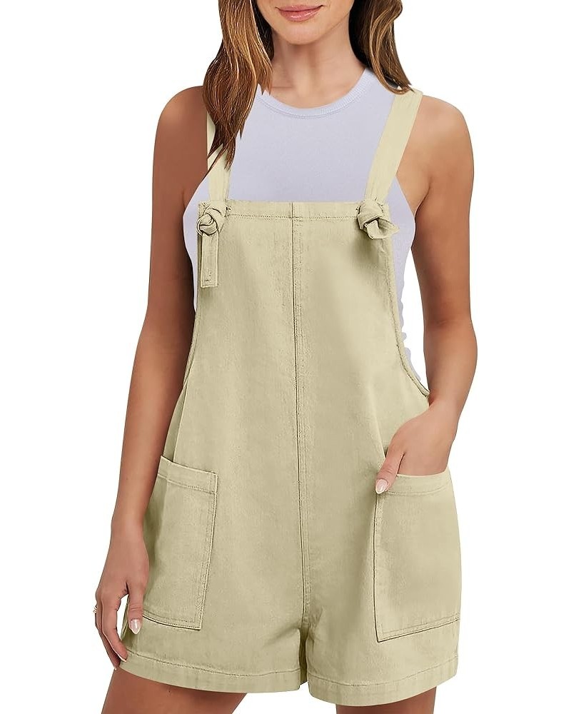 Women's Overalls Summer Casual Loose Sleeveless Adjustable Straps Bib Shorts Romper with Pockets 12-apricot $12.99 Overalls