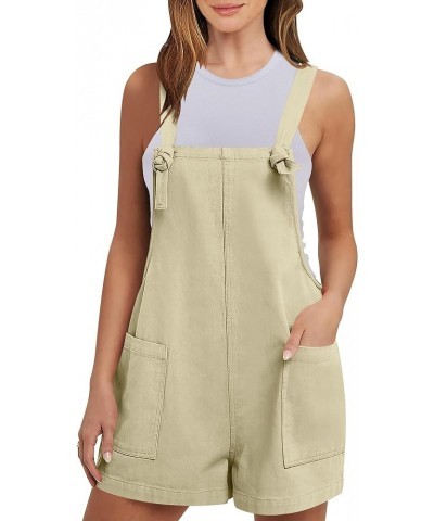 Women's Overalls Summer Casual Loose Sleeveless Adjustable Straps Bib Shorts Romper with Pockets 12-apricot $12.99 Overalls