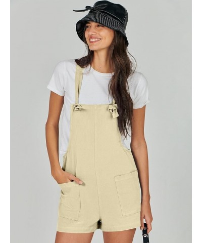 Women's Overalls Summer Casual Loose Sleeveless Adjustable Straps Bib Shorts Romper with Pockets 12-apricot $12.99 Overalls