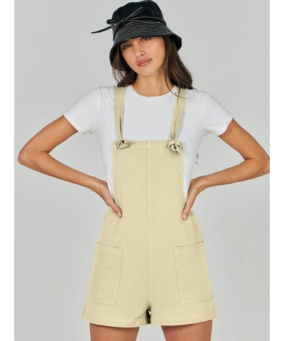 Women's Overalls Summer Casual Loose Sleeveless Adjustable Straps Bib Shorts Romper with Pockets 12-apricot $12.99 Overalls