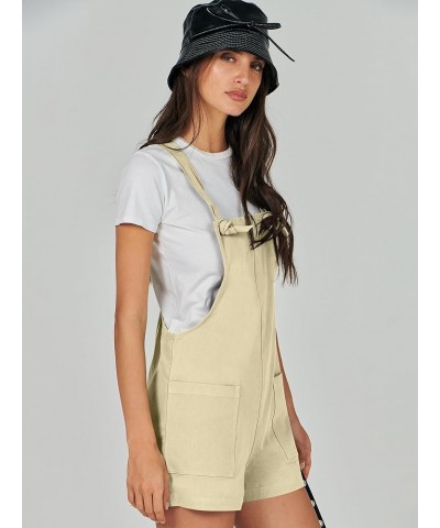 Women's Overalls Summer Casual Loose Sleeveless Adjustable Straps Bib Shorts Romper with Pockets 12-apricot $12.99 Overalls