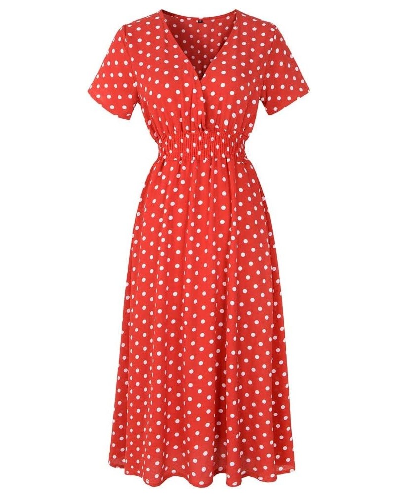 Feminine Chiffon Vintage Floral V Neck Summer Casual Flared Dress for Women D001 D2 $13.49 Dresses