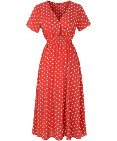 Feminine Chiffon Vintage Floral V Neck Summer Casual Flared Dress for Women D001 D2 $13.49 Dresses