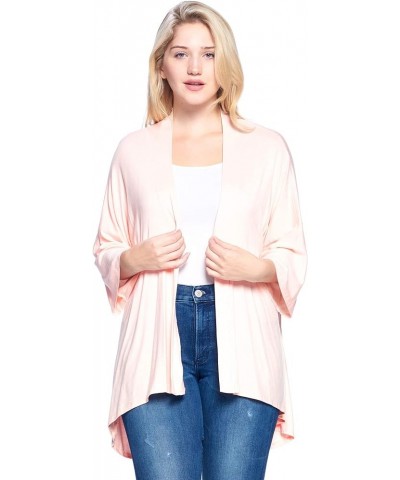 Modern Kiwi® Women's Plus Size Solid 3/4 Sleeve Open Front Cardigan (1X-4X) Light Pink $19.13 Sweaters