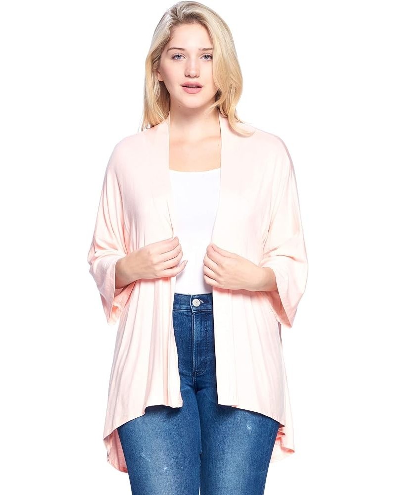 Modern Kiwi® Women's Plus Size Solid 3/4 Sleeve Open Front Cardigan (1X-4X) Light Pink $19.13 Sweaters