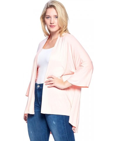 Modern Kiwi® Women's Plus Size Solid 3/4 Sleeve Open Front Cardigan (1X-4X) Light Pink $19.13 Sweaters