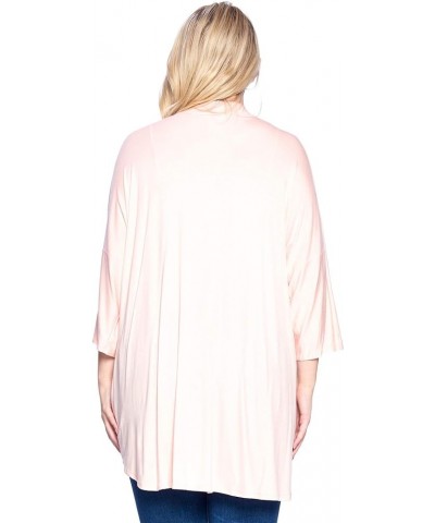 Modern Kiwi® Women's Plus Size Solid 3/4 Sleeve Open Front Cardigan (1X-4X) Light Pink $19.13 Sweaters