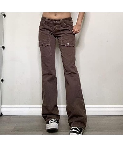 Women Gothic Jeans High Waisted Vintage Grattifi Print Punk Pants Cyber Y2K Baggy Jeans Emo Pants Nightclub Streetwear Brown ...