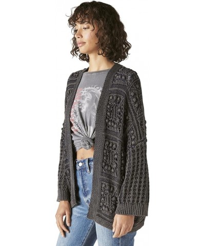 Women's Crochet Cardigan Dark Denim Acid Wash $25.19 Sweaters