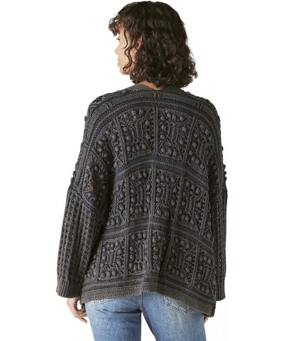 Women's Crochet Cardigan Dark Denim Acid Wash $25.19 Sweaters